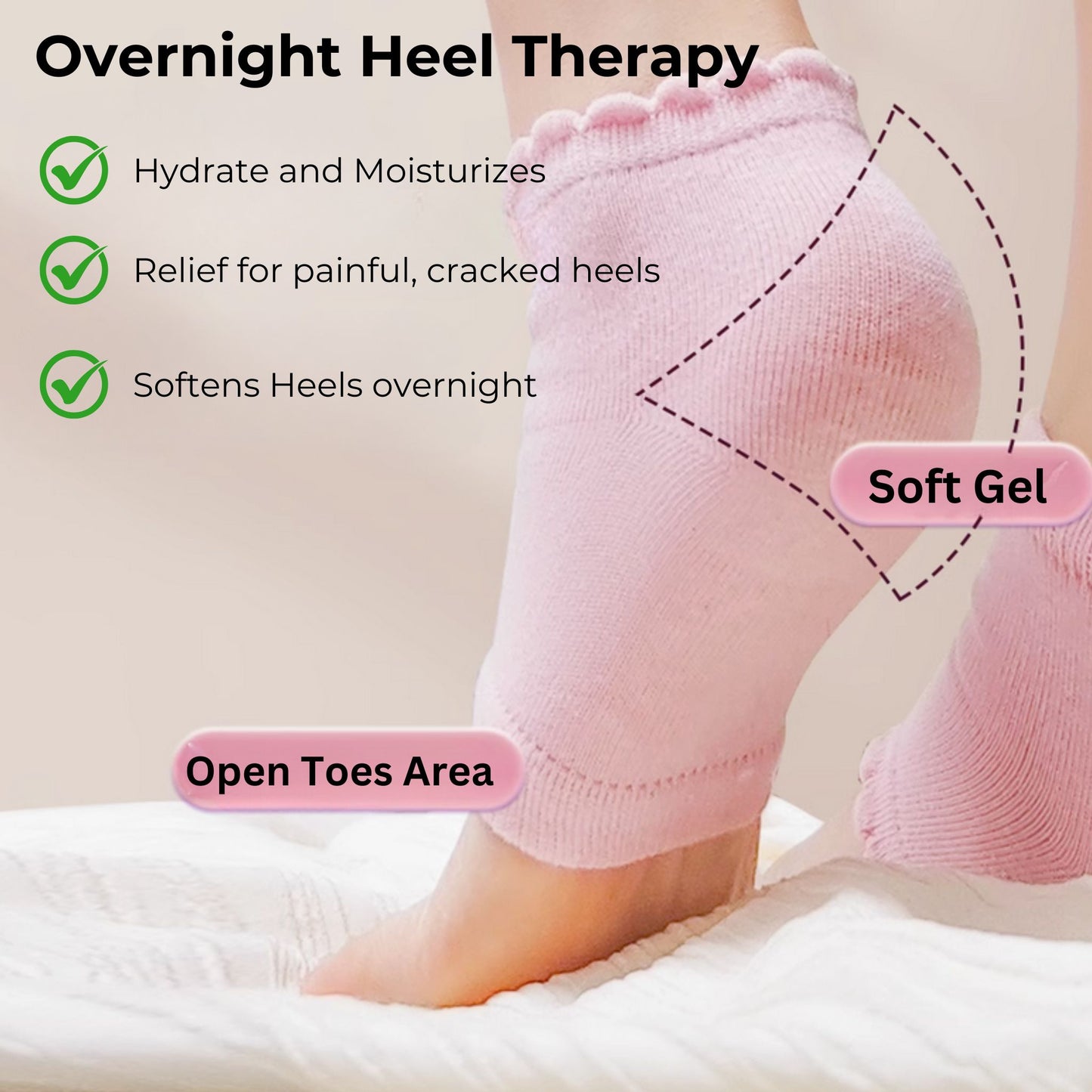 Silvergel Moisturizing Heel Open Toe Socks with Essential Oil (4 Socks)