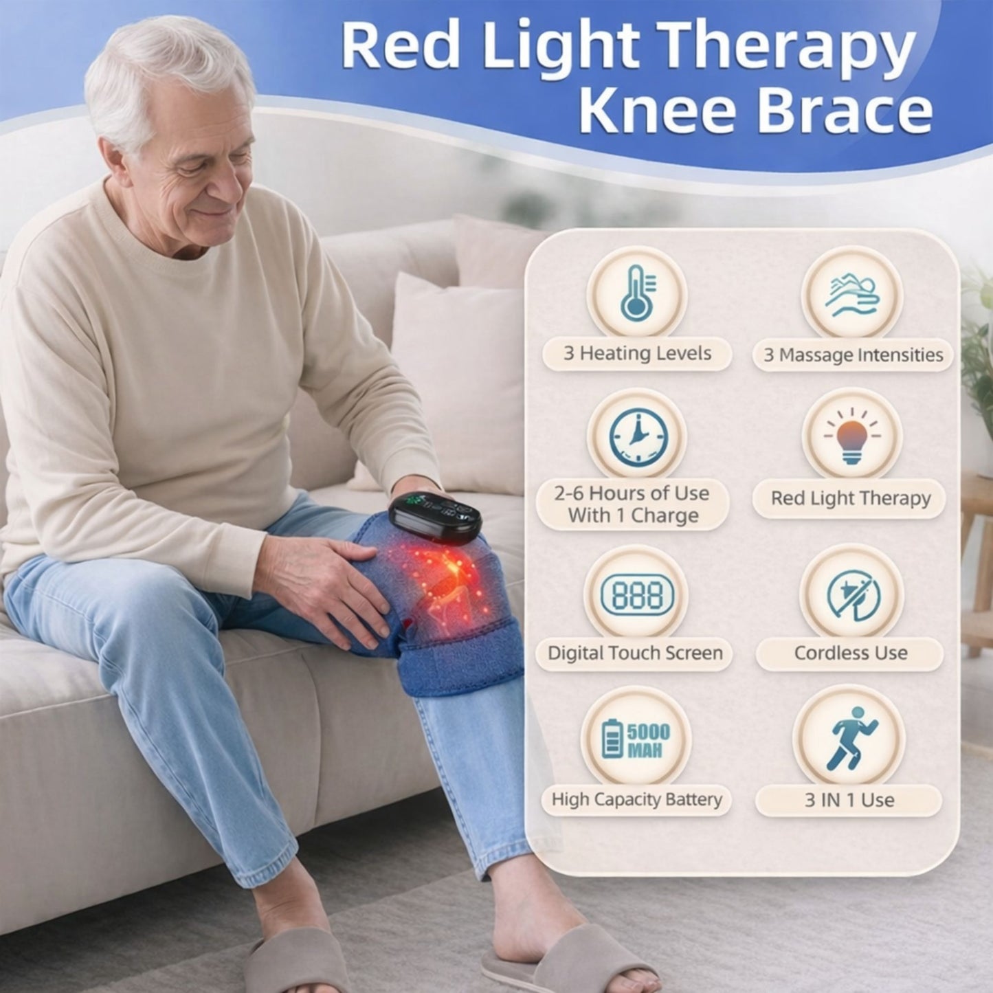 Red Light Therapy for Knee Pain & Stiffness + Heating + Massage