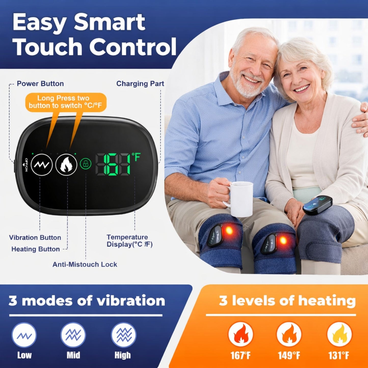 Red Light Therapy for Knee Pain & Stiffness + Heating + Massage