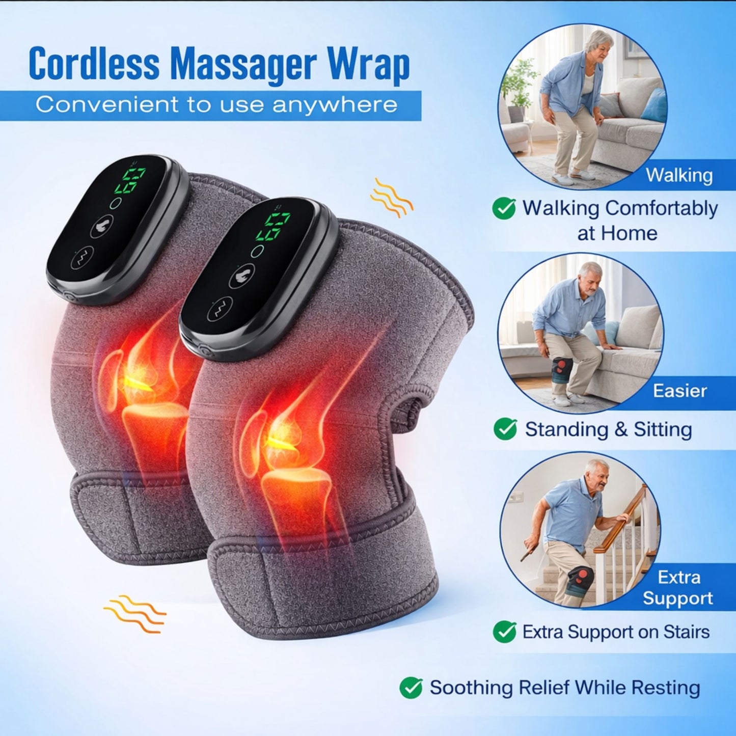 Red Light Therapy for Knee Pain & Stiffness + Heating + Massage