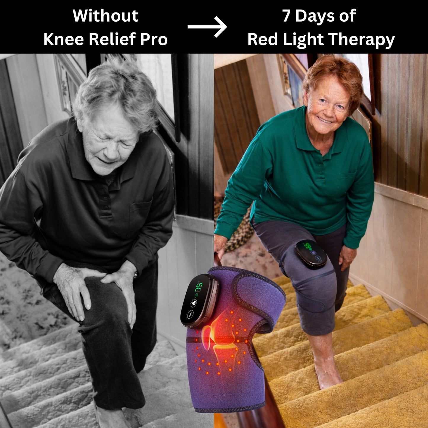 Red Light Therapy for Knee Pain & Stiffness + Heating + Massage