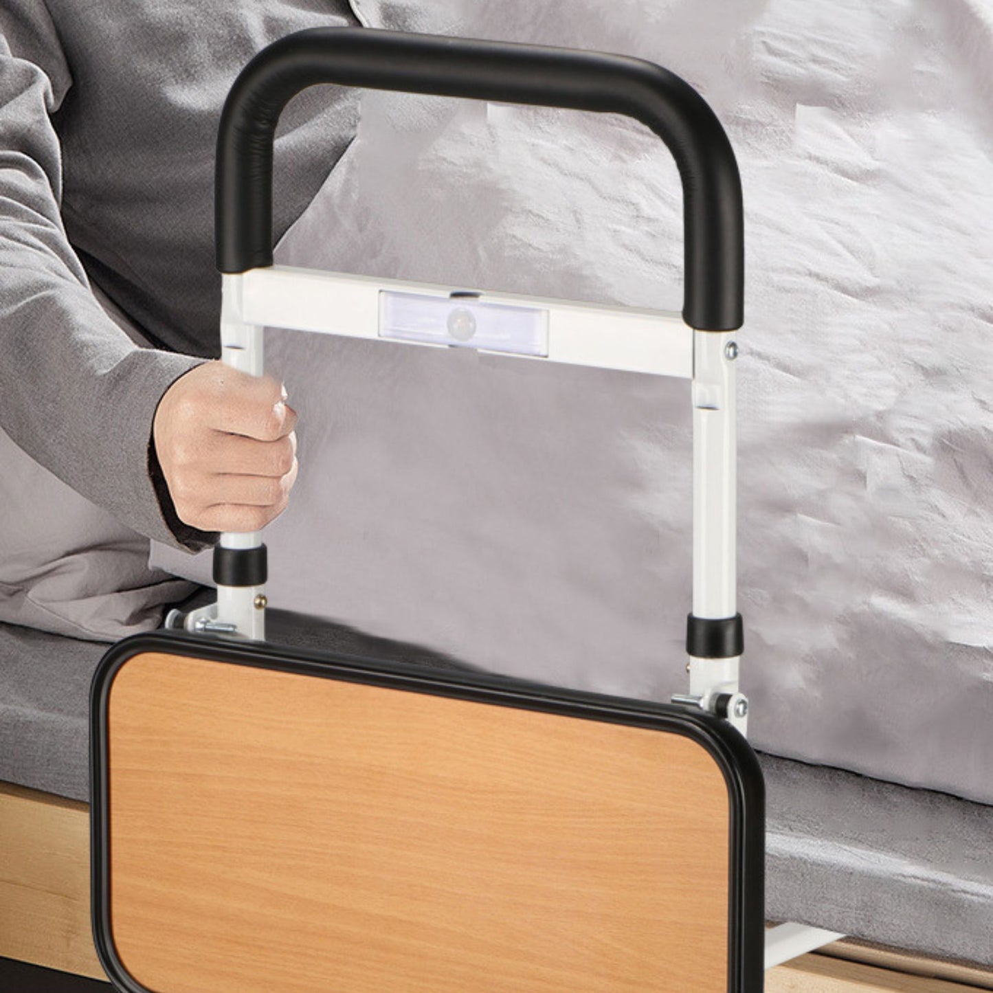 SilverGrip™ Bedside Support with Foldable SideTable, Sensor Light and Ground Support