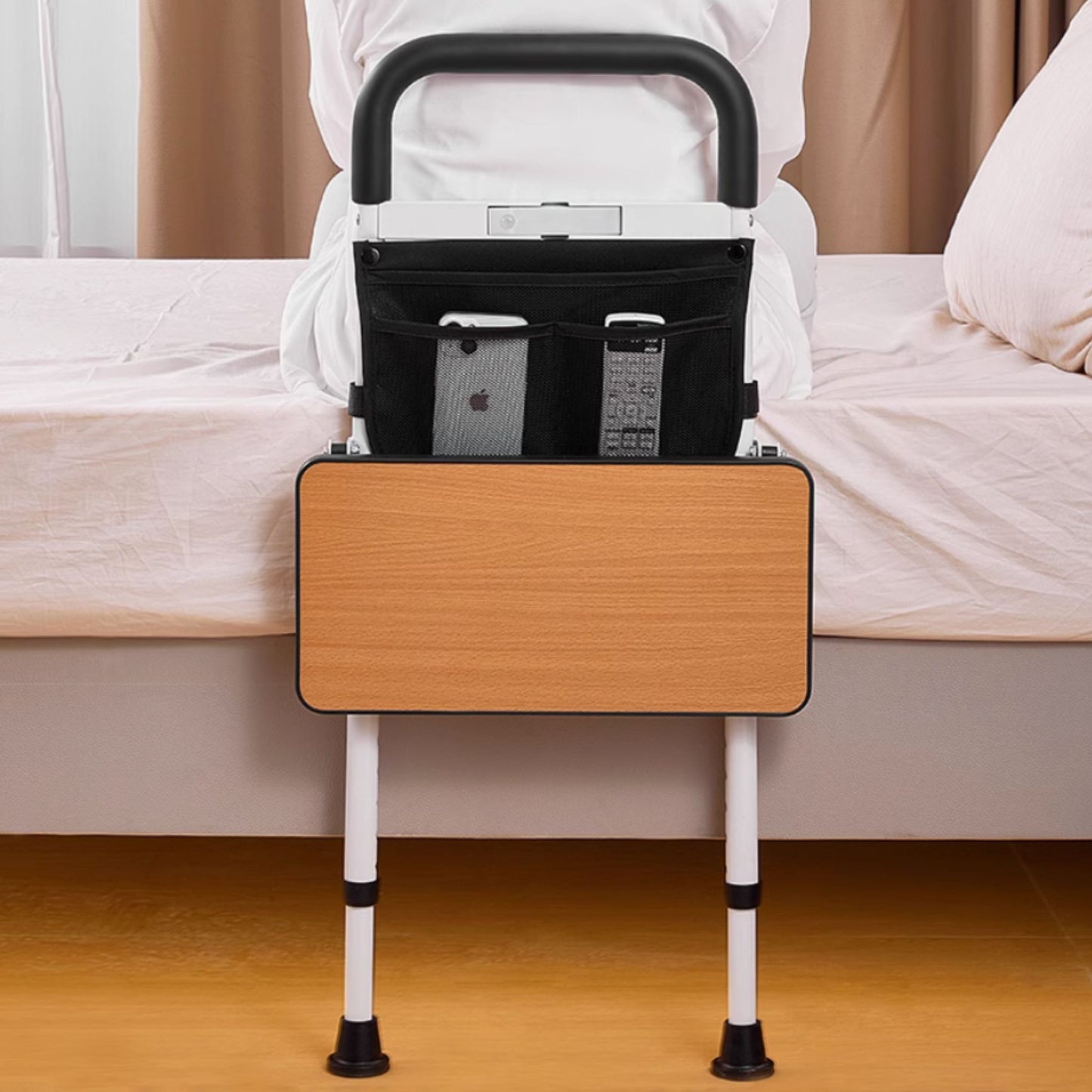 SilverGrip™ Bedside Support with Foldable SideTable, Sensor Light and Ground Support