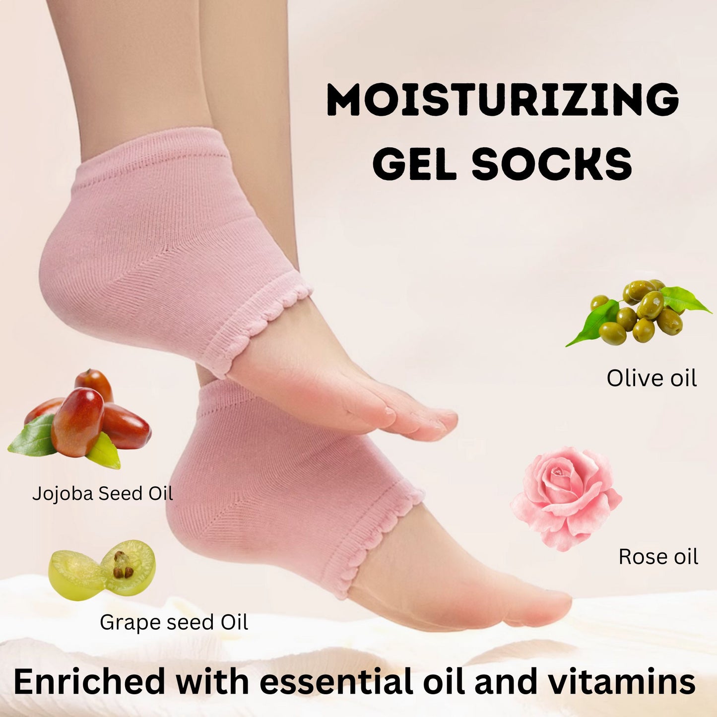 Silvergel Moisturizing Heel Open Toe Socks with Essential Oil (4 Socks)